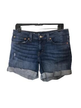Levis Blue Jeans Shorts Womens 30 Distressed Cuffed Stretch Denim